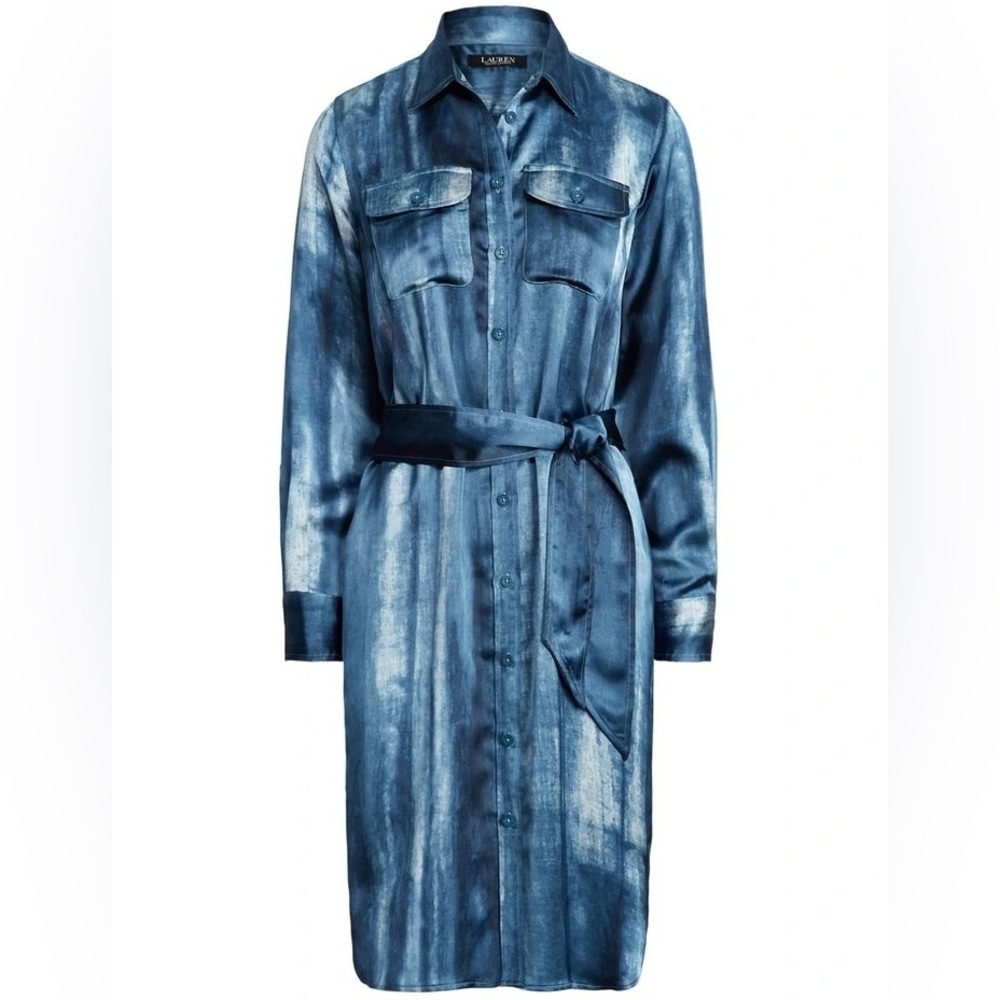 Tie-Dye Blue Satin Dress